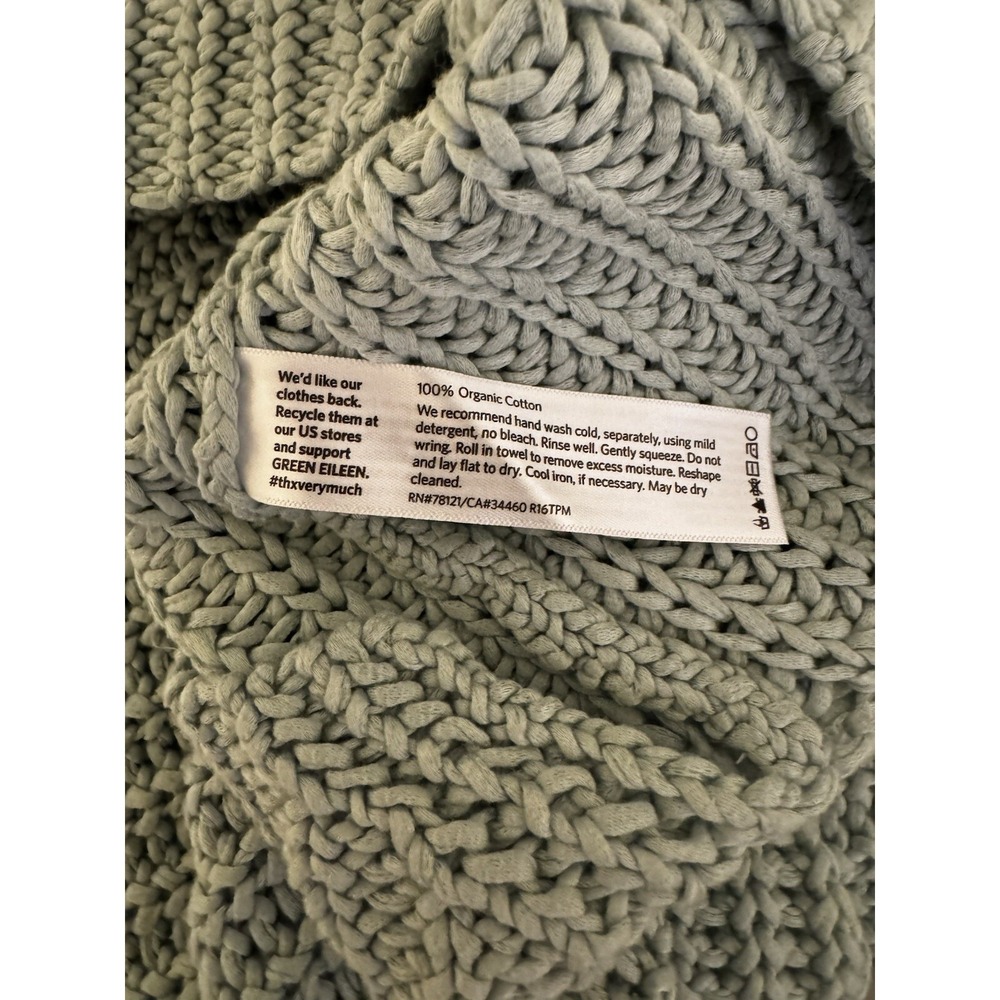Eileen Fisher Green Chunky Knit Organic Dolman Oversized  Sweater Size 2X - Picture 7 of 9